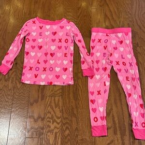 Little Sleepies Valentine’s Day bamboo pajamas. Size 2T. Never dried.